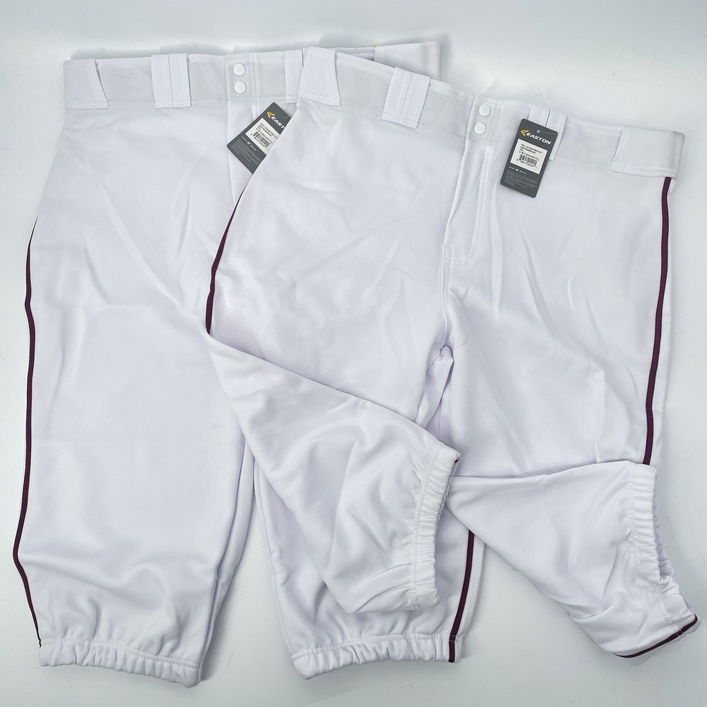 NWT 2 Pair Easton Baseball Pants Pro Plus Piped Knicker Men‎ XXL 40"-41" White